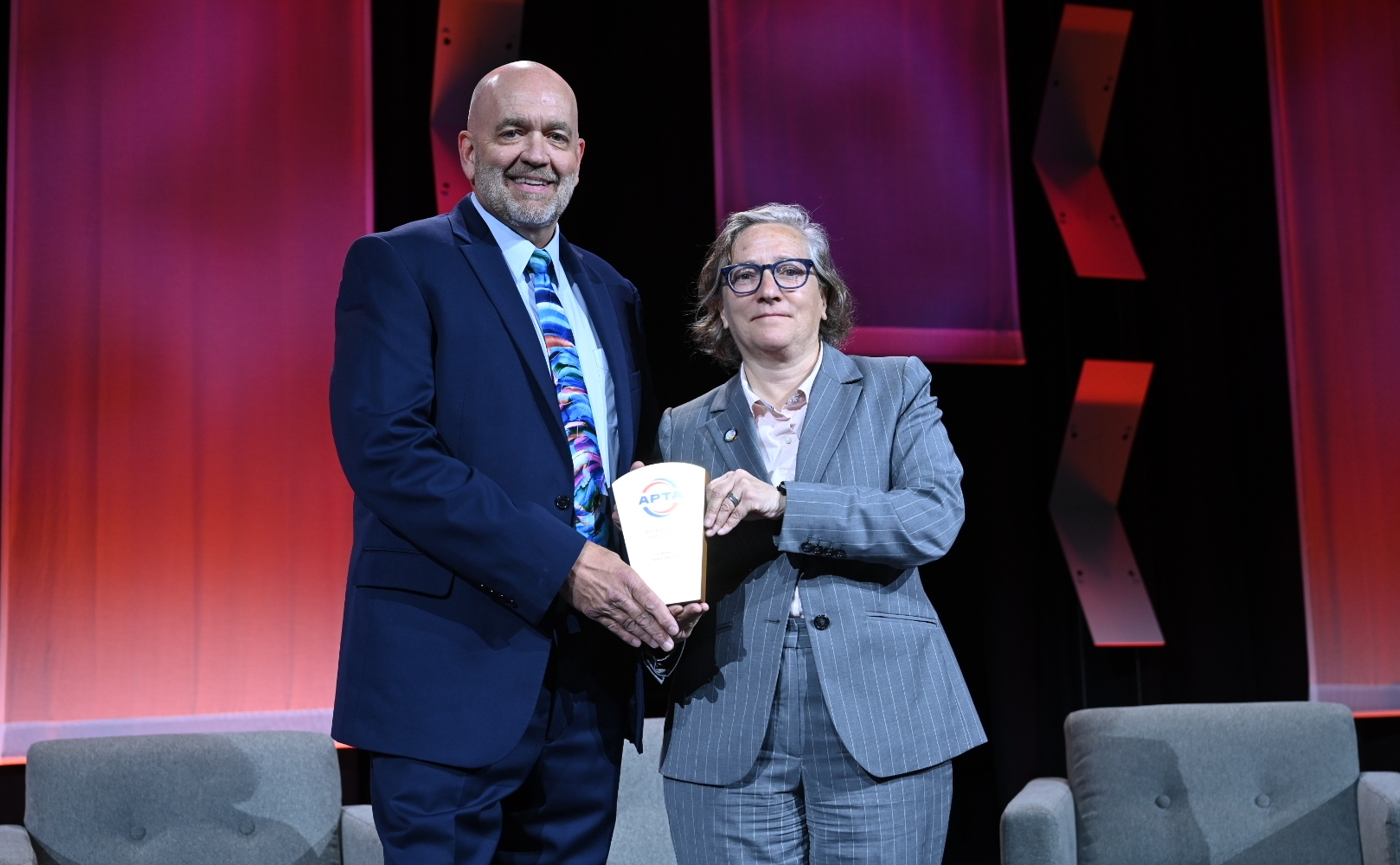 Michelle Bouchard and Mike Meader receive Caltrain APTA Award
